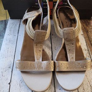 New York Transit Gold Wedge Shoe Size 7M